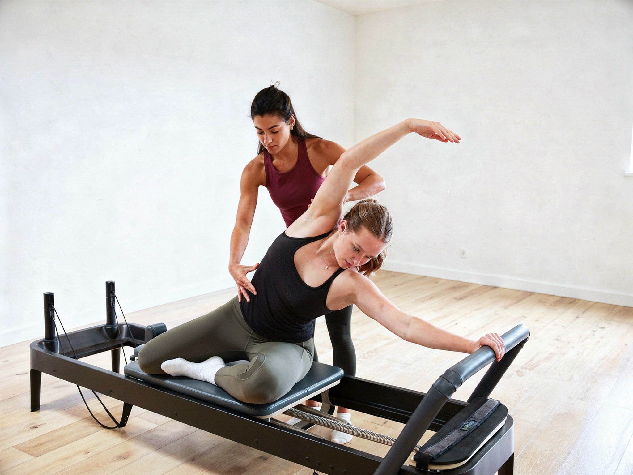 Pilates instructor and client